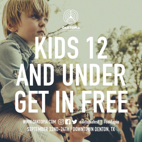 free kids under 12 oaktopia festival denton 2016